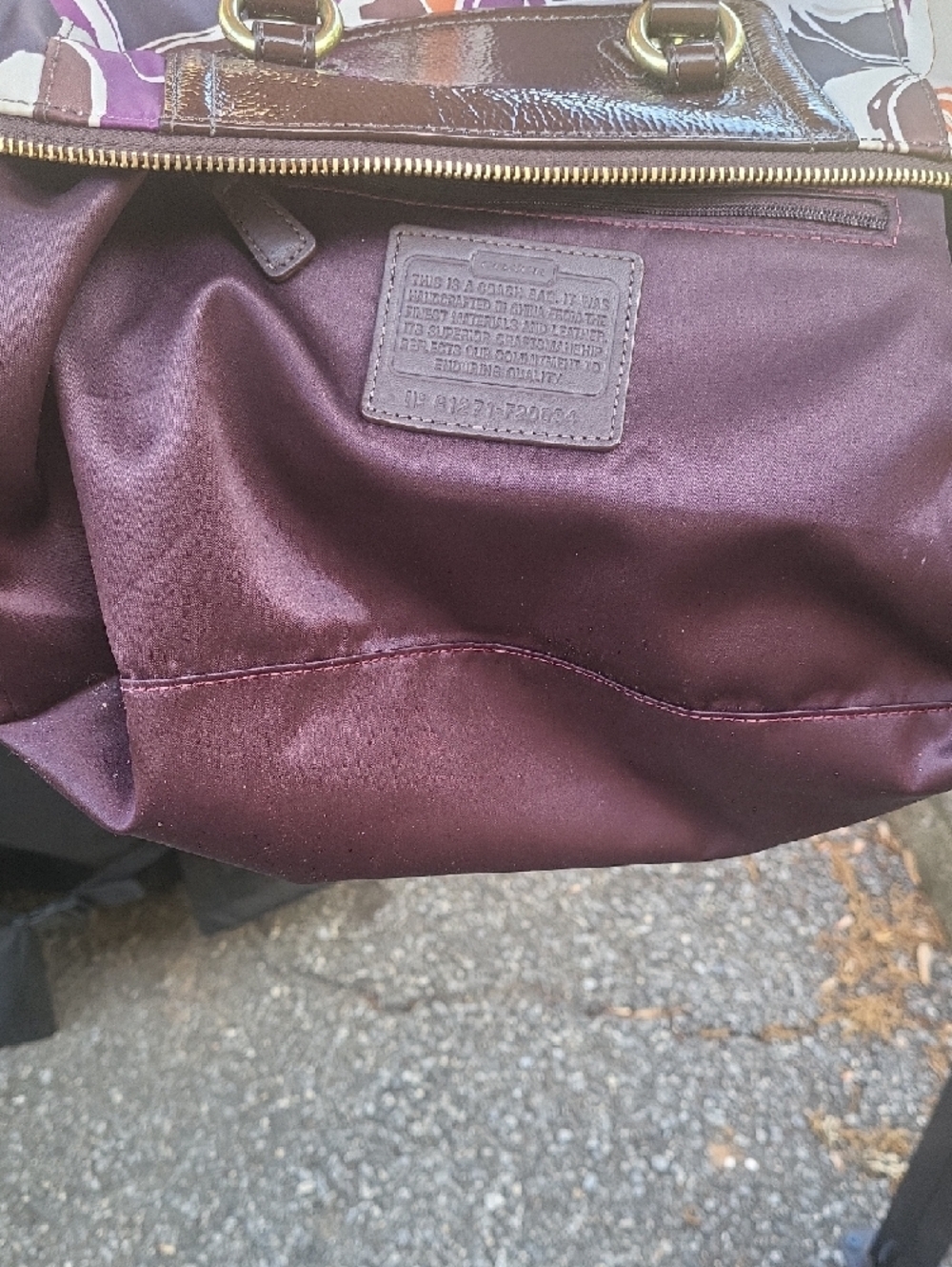 Coach Adhley Print Satchel with Brown Patent Trim - Picture 8 of 16
